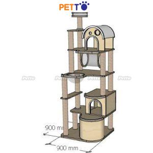 Cat tree gỗ Plywood siêu to khổng lồ 900mm x 900mm x 2350mm nhiều tiện nghi CH081