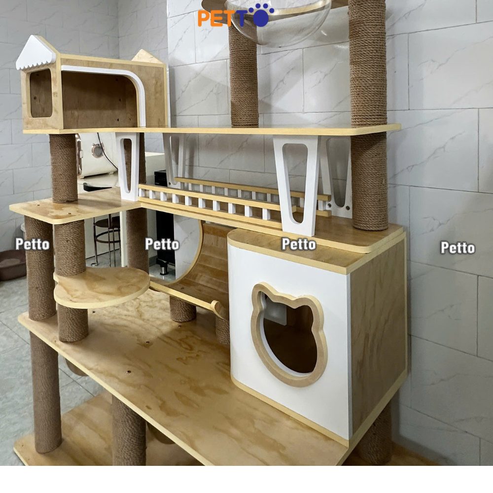 Cat tree gỗ cho mèo bằng gỗ Plywood CH080
