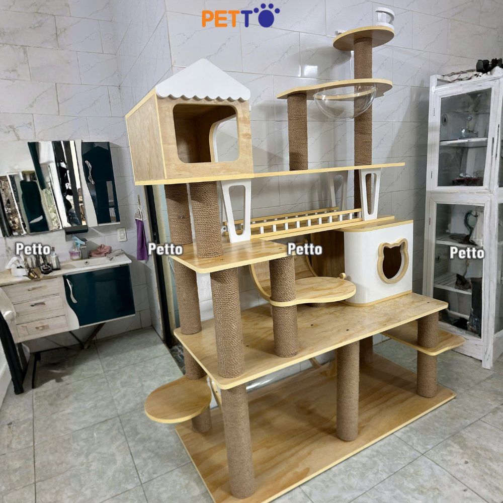 Cat tree gỗ cho mèo bằng gỗ Plywood chắc chắn CH080