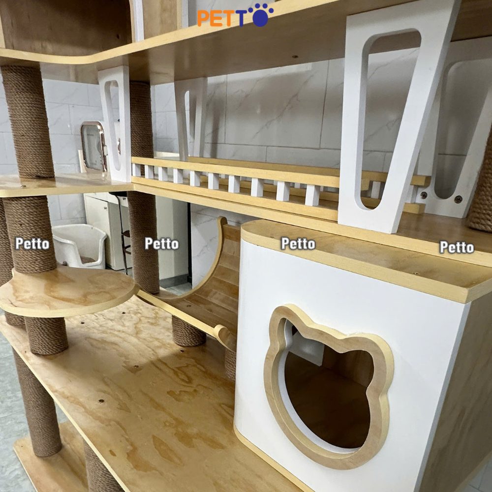 Cat tree gỗ cho mèo bằng gỗ chắc chắn CH080