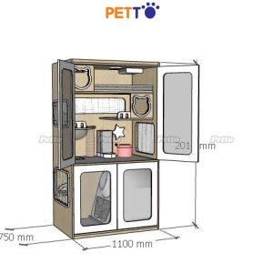 Chuồng mèo bằng gỗ phù hợp máy vệ sinh Catlink 1100mm *750mm * 2100mm CC335