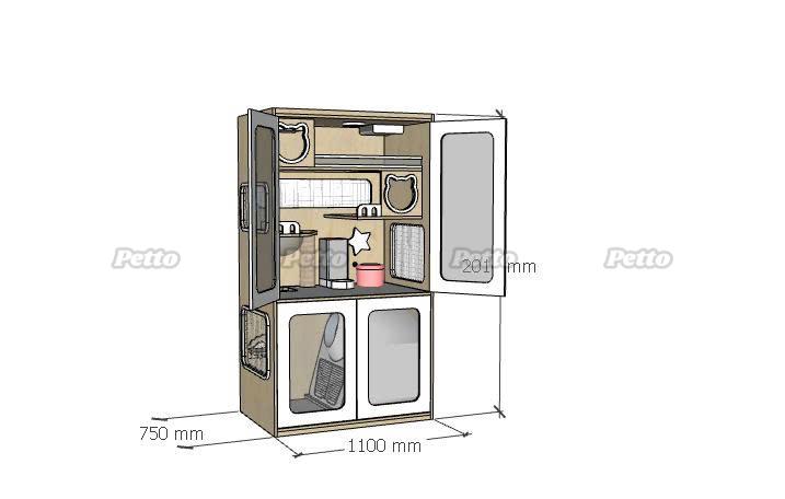 Chuồng mèo bằng gỗ phù hợp máy vệ sinh Catlink 1100mm 750mm 2100mm CC335