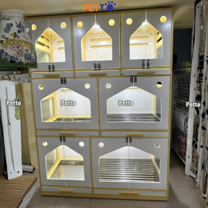 Khách sạn cún kèm khay và sàn INOX 304 kích thước 1530 x 600 x 2100mm  DH050