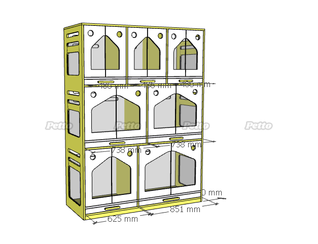 Khách sạn cún kèm khay và sàn inox 304 kích thước 1530 x 600 x 2100mm DH050
