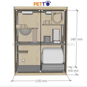Tủ mèo gỗ phù hợp máy vệ sinh Tipro 1150mm *650mm * 1487mm CC336