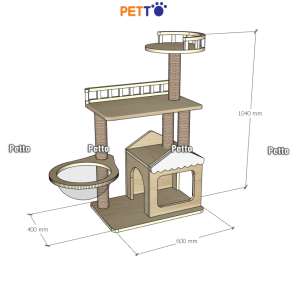 Cat tree cho mèo bằng gỗ Plywood kích thước 600mm 400mm 1050mm CH086 - Ảnh 2