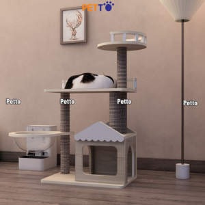 Cat tree cho mèo bằng gỗ Plywood kích thước 600mm 400mm 1050mm CH086 - Ảnh 3