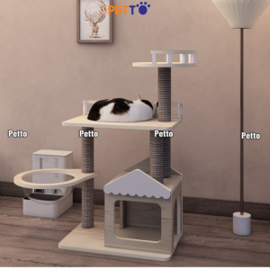 Cat tree cho mèo bằng gỗ Plywood kích thước 600mm 400mm 1050mm CH086 - Ảnh 4