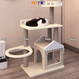 Cat tree cho mèo bằng gỗ Plywood kích thước 600mm 400mm 1050mm CH086 - Ảnh 7