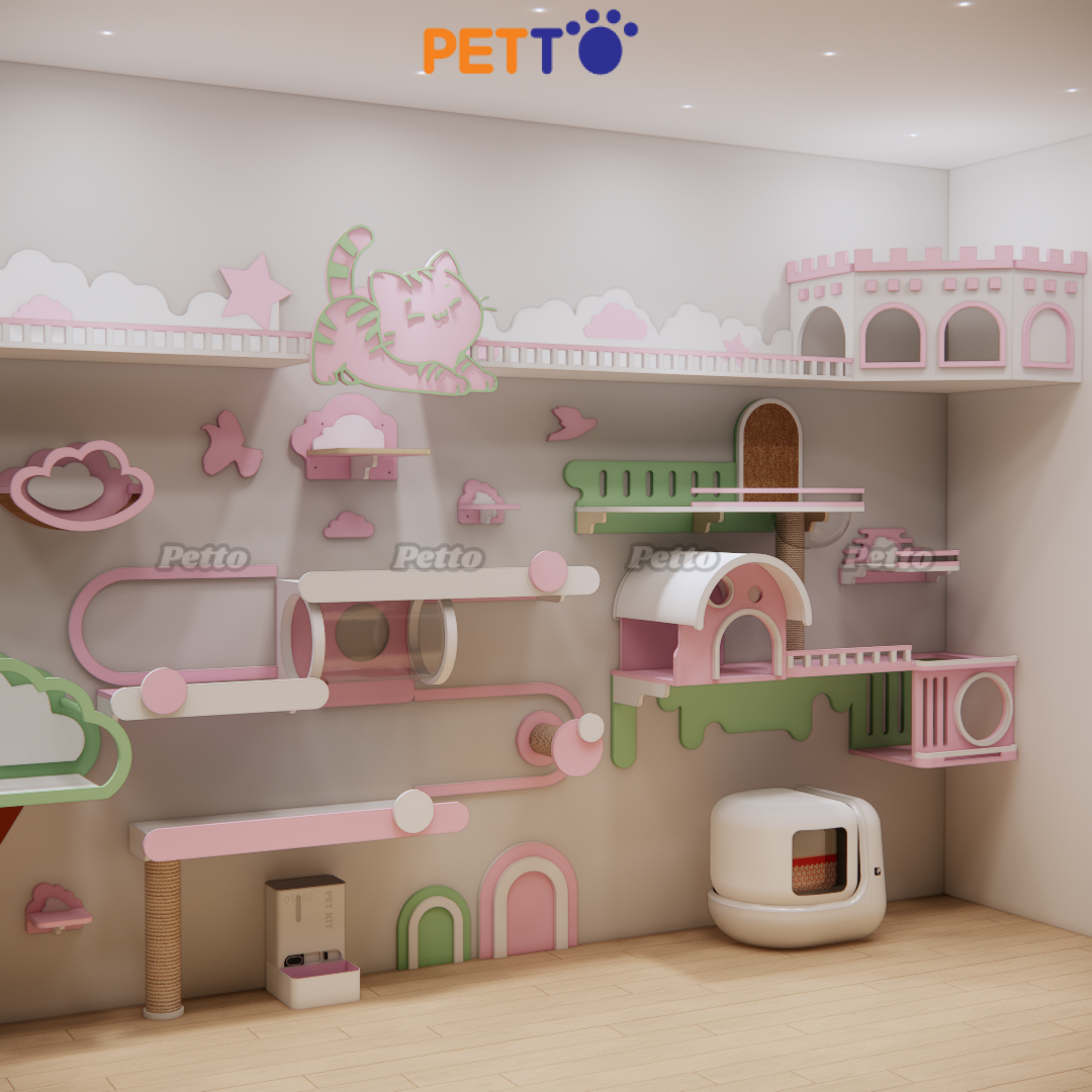 Cat tree đính tường cho sen bánh bèo gỗ Plywood CZ050 - Ảnh 2