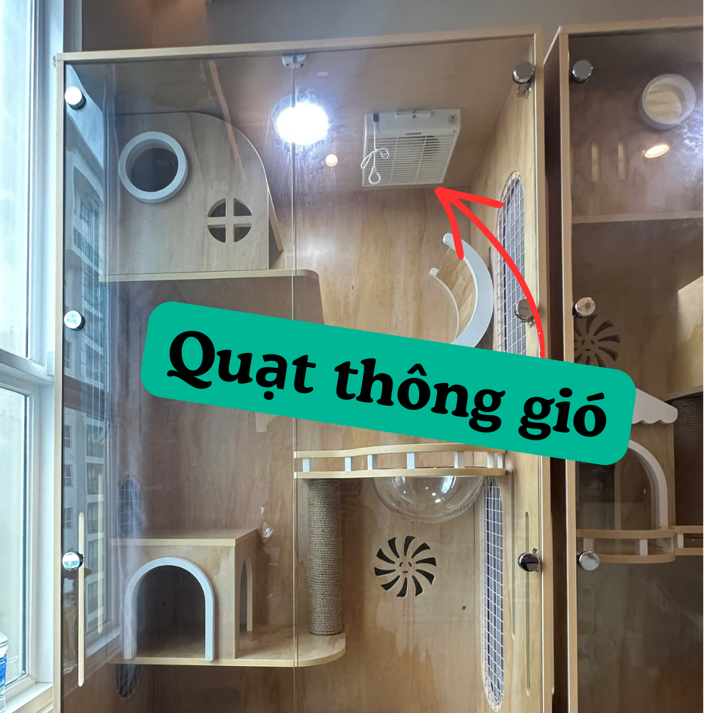 Chuồng mèo gỗ Lux có học chứa khay vệ sinh 1100mm * 600mm * 2100mm CC339 - Ảnh 2