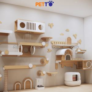 Alternative view of Nhà mèo gắn tường cho mảng tưởng dài 5m gỗ Plywood CZ051