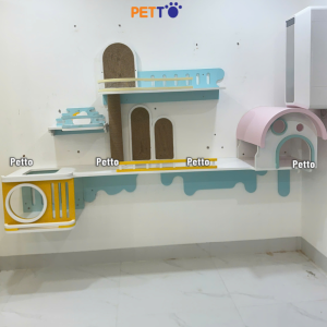 Nhà mèo đính tường cho mảng tường dài 2m5 gỗ Plywood CZ052