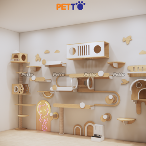 Nhà mèo gắn tường cho mảng tưởng dài 5m gỗ Plywood CZ051 - Ảnh 3