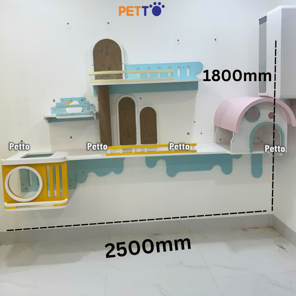 Nhà mèo đính tường cho mảng tường dài 2m5 gỗ Plywood CZ052 - Ảnh 2