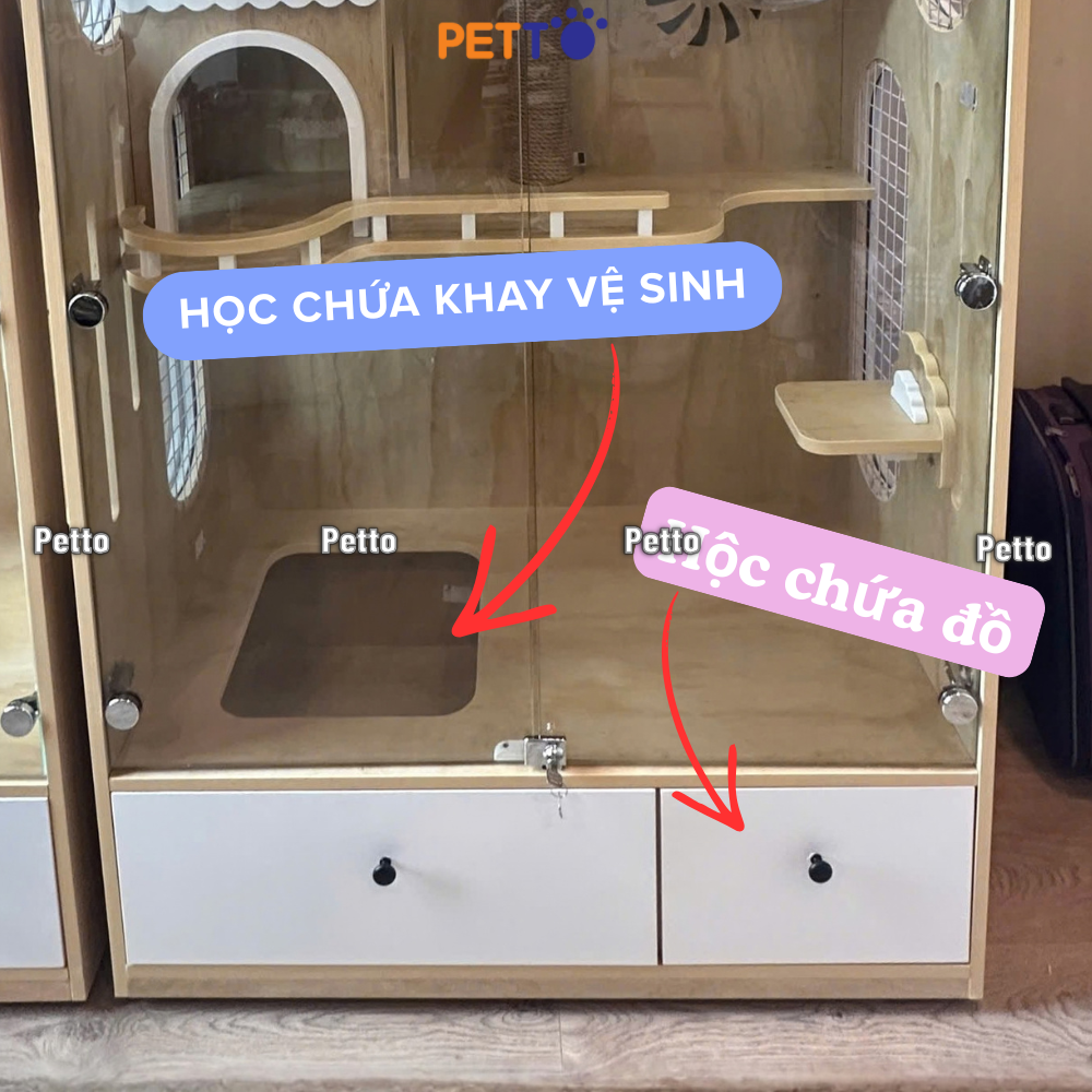 Tủ cho mèo Lux có học chứa khay vệ sinh 1100mm * 600mm * 2100mm CC338 - Ảnh 3