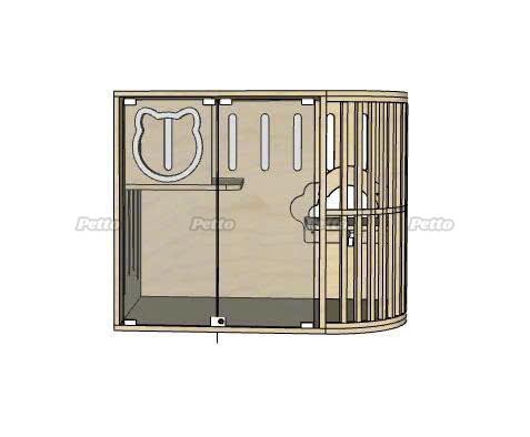 Chuồng cho mèo bằng gỗ Lux bo cong 1000mm * 600mm * 800mm CC340