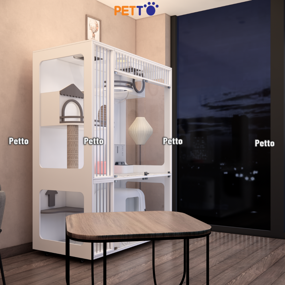 Chuồng mèo gỗ Lux màu trắng kích thước 1500mm * 800mm * 2100mm CC345 - Ảnh 6