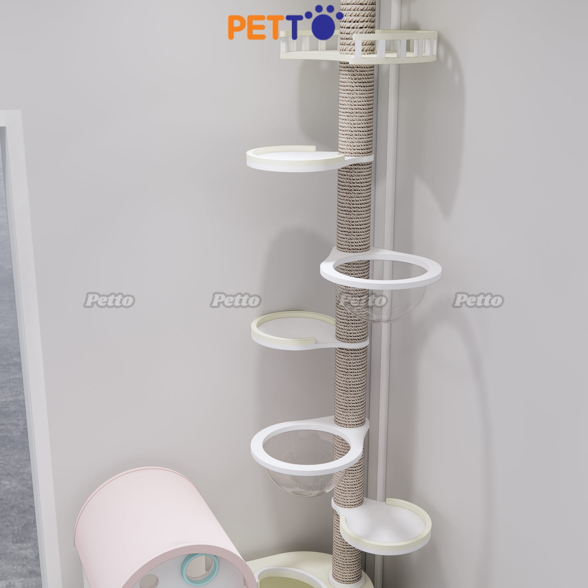 Tháp mèo hiện đại cao lên tới trần nhà, không khoan tường CH089 - Ảnh 8