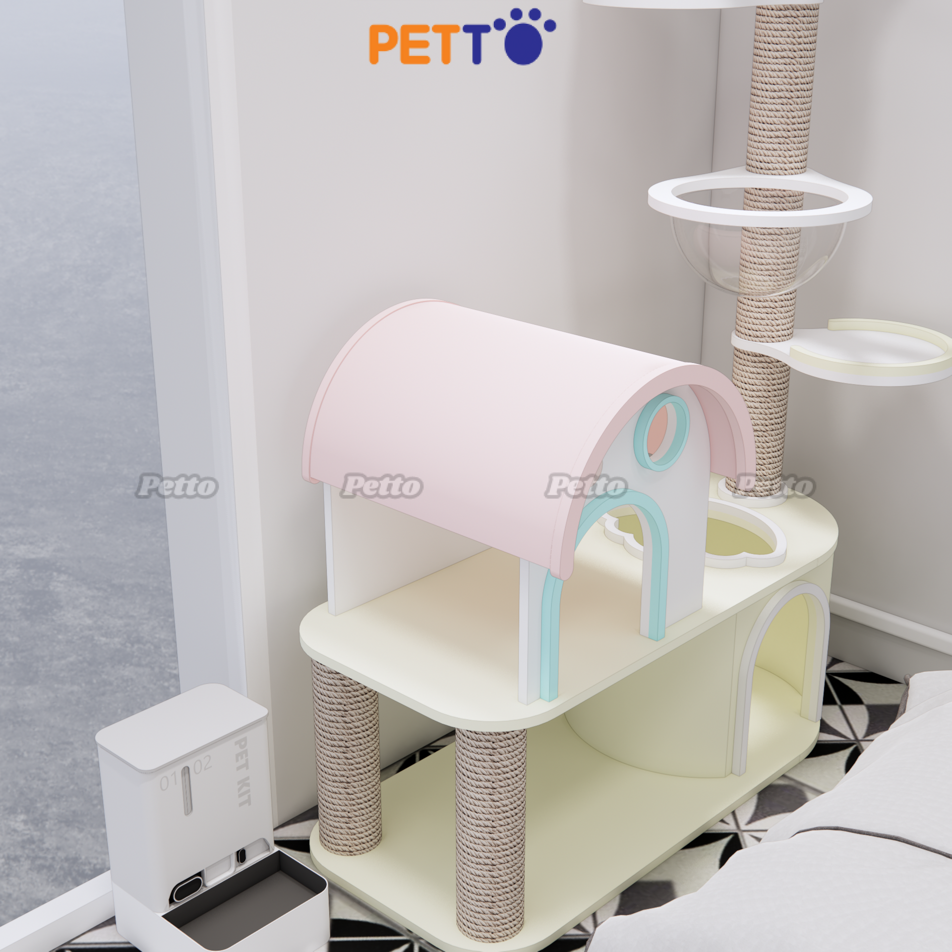 Tháp mèo hiện đại cao lên tới trần nhà, không khoan tường CH089 - Ảnh 5