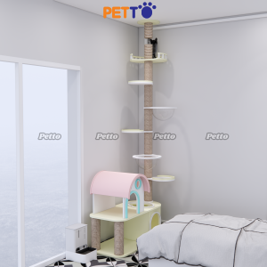 Tháp mèo hiện đại cao lên tới trần nhà, không khoan tường CH089