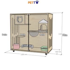 Tủ mèo gỗ Plywood phù hợp cho 2 bé mèo kích thước 1200mm * 600mm * 1136 CC182 - Ảnh 2