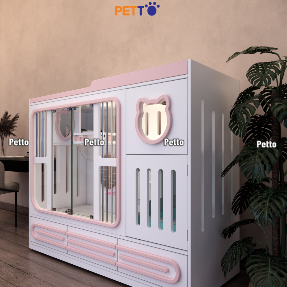 Tủ mèo kèm ngăn kéo bằng gỗ Plywood kích thước 1500mm * 600mm * 1230mm CC347 - Ảnh 4