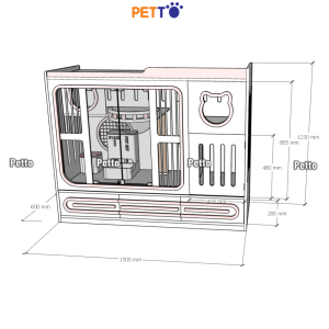 Alternative view of Tủ mèo kèm ngăn kéo bằng gỗ Plywood kích thước 1500mm * 600mm * 1230mm CC347