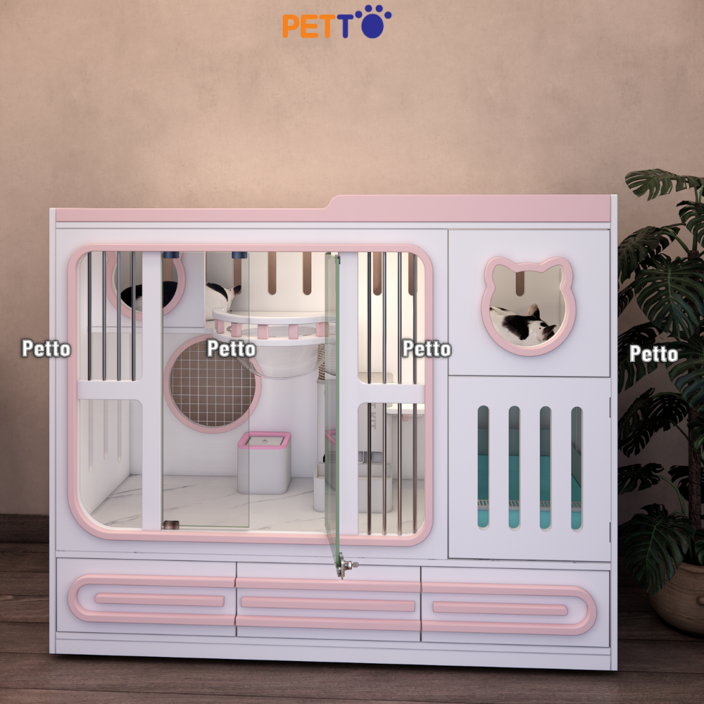 Tủ mèo kèm ngăn kéo bằng gỗ Plywood kích thước 1500mm * 600mm * 1230mm CC347 - Ảnh 10