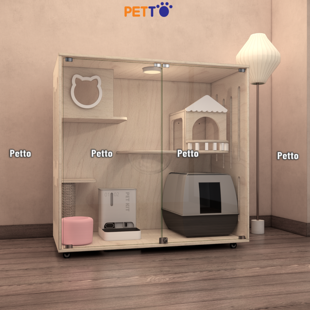 Tủ mèo gỗ Plywood phù hợp cho 2 bé mèo kích thước 1200mm * 600mm * 1136 CC182 - Ảnh 4