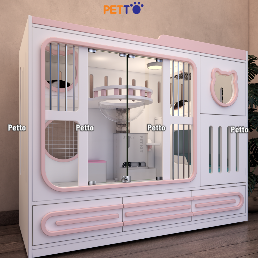 Tủ mèo kèm ngăn kéo bằng gỗ Plywood kích thước 1500mm * 600mm * 1230mm CC347 - Ảnh 8