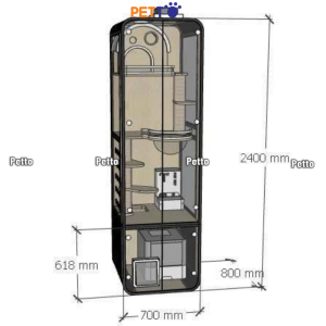 Tủ mèo sắt kết hợp gỗ Plywood và kính cường lực kích thước 700mm * 800mm * 2400 CC337 - Ảnh 4