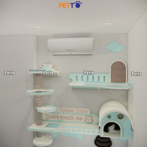 Cat tree đính tường màu xanh mint CZ055 góc nghiêng phải