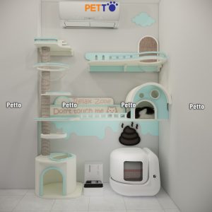 Cat tree đính tường màu xanh mint CZ055 góc nghiêng trái