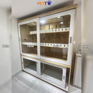 Chuồng cho mèo bằng gỗ Lux cửa lùa kích thước 1900mm * 620mm * 2200mm CC353 cửa lùa kính