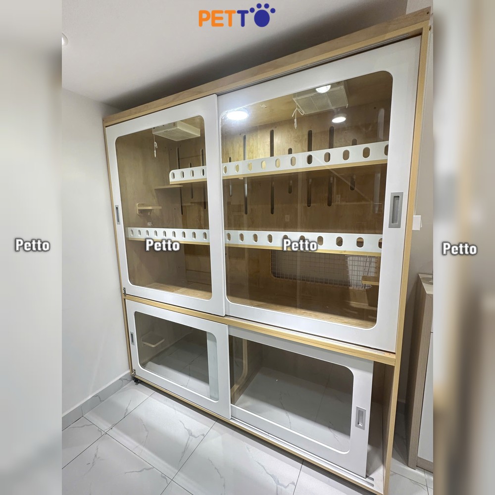 Chuồng cho mèo bằng gỗ Lux cửa lùa kích thước 1900mm * 620mm * 2200mm CC353 góc nghiêng phải