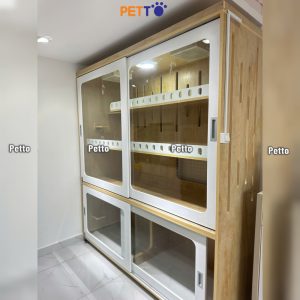 Chuồng cho mèo bằng gỗ Lux cửa lùa kích thước 1900mm * 620mm * 2200mm CC353 mặt bên