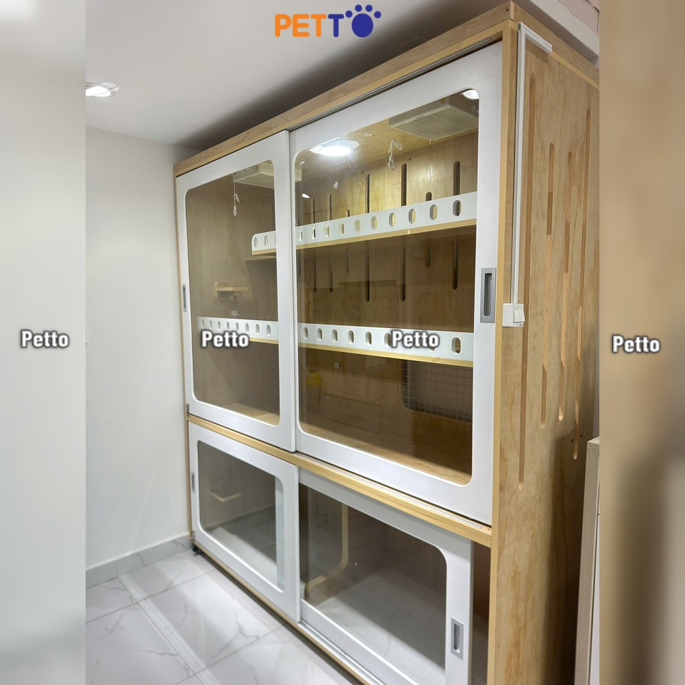 Chuồng cho mèo bằng gỗ Lux cửa lùa kích thước 1900mm * 620mm * 2200mm CC353 mặt bên