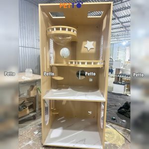 Chuồng nuôi mèo Basic CC358 thực tế sàn lót PVC vân đá
