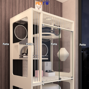 Tủ mèo gỗ Lux CC349 tầng trên cửa kính cường lực