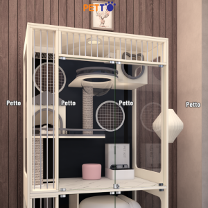 Tủ mèo gỗ Lux CC349 tầng trên góc nghiêng