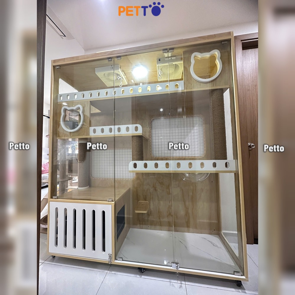 Tủ mèo gỗ Lux cửa kính kích thước 1600mm * 450mm * 1800mm CC354 chính diện