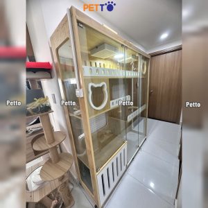 Tủ mèo gỗ Lux cửa kính kích thước 1600mm * 450mm * 1800mm CC354 góc nghiêng trái