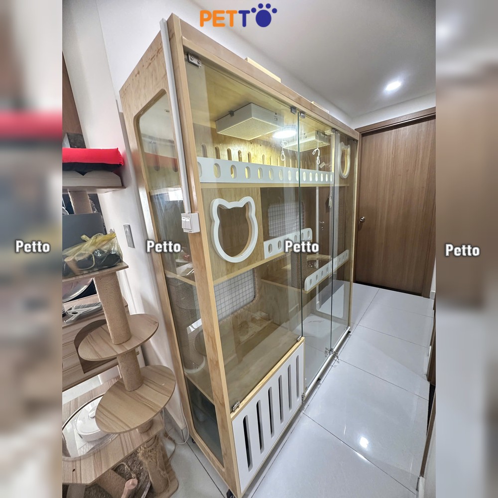Tủ mèo gỗ Lux cửa kính kích thước 1600mm * 450mm * 1800mm CC354 góc nghiêng trái