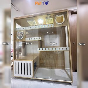 Tủ mèo gỗ Lux cửa kính kích thước 1600mm * 450mm * 1800mm CC354 kèm quạt thông gió